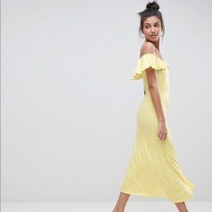 ASOS Off Shoulder Midi Sundress in Gingham